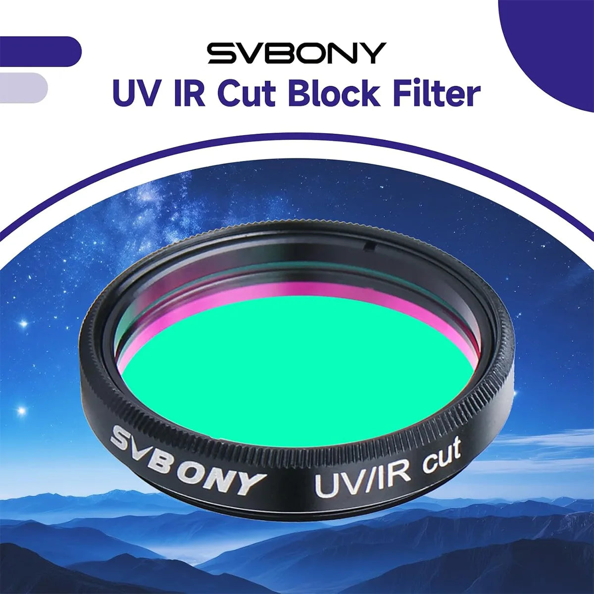 SVBONY 1.25 inch UV/IR cut filter for colour planetary and deep-sky astrophotography cameras