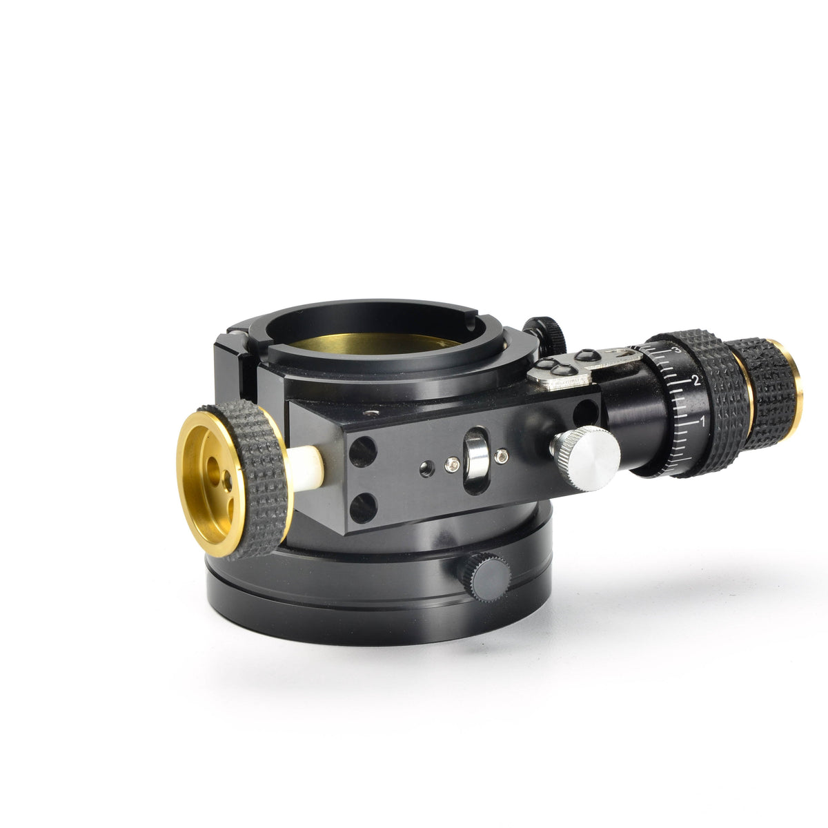 JMI Event Horizon EV1-C dual-speed Crayford focuser showing the 10:1 fine-focus knob and rubber grip knobs