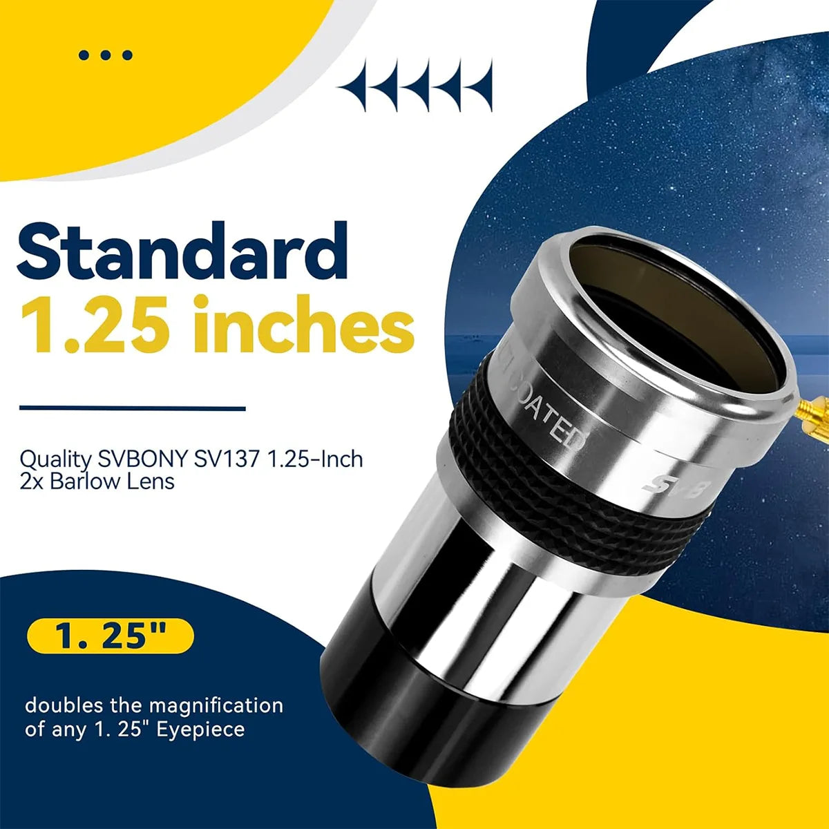 SVBONY SV137 1.25 inch Barlow lens for raising eyepiece magnification