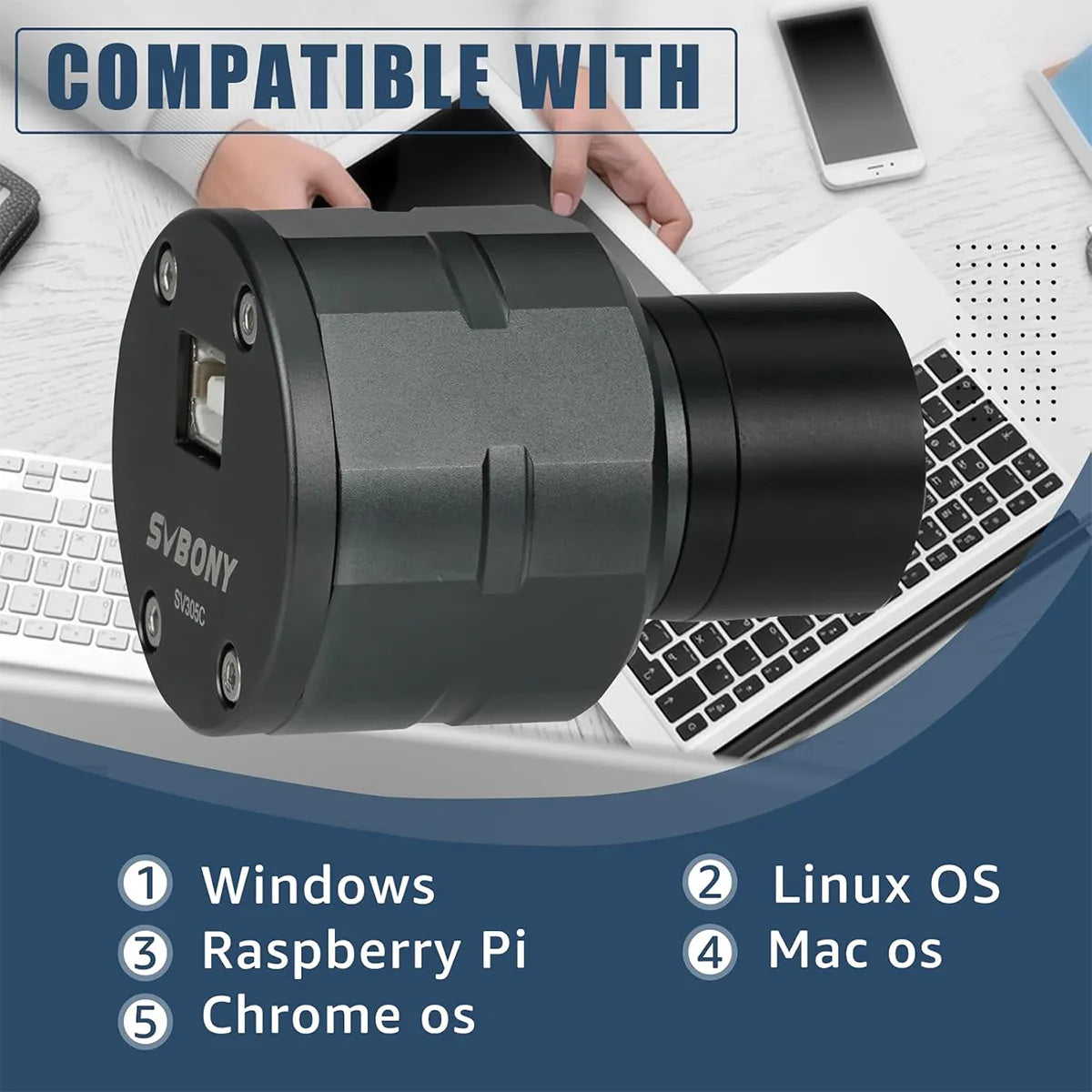 SVBONY SV305C colour planetary astronomy camera with Sony IMX662 sensor for lunar and planetary imaging