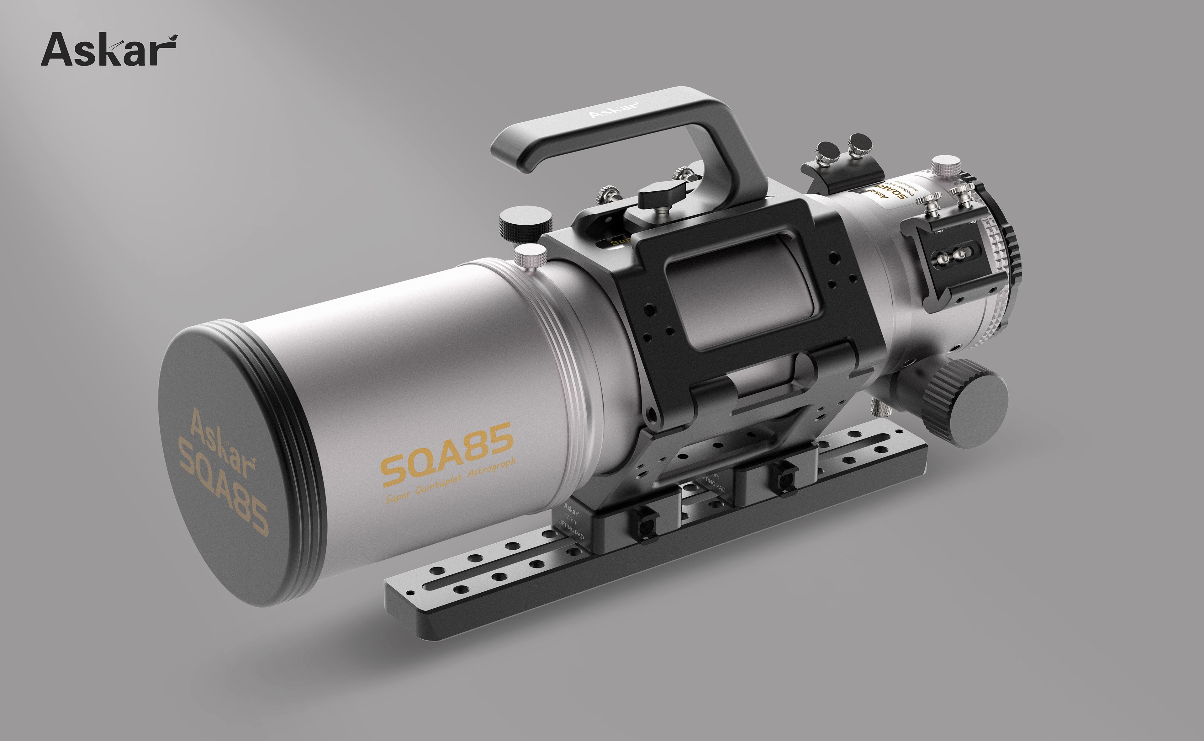 Askar SQA Series Handle Bar - detail showing rubber anti-slip base pads and thumb-screw quick release