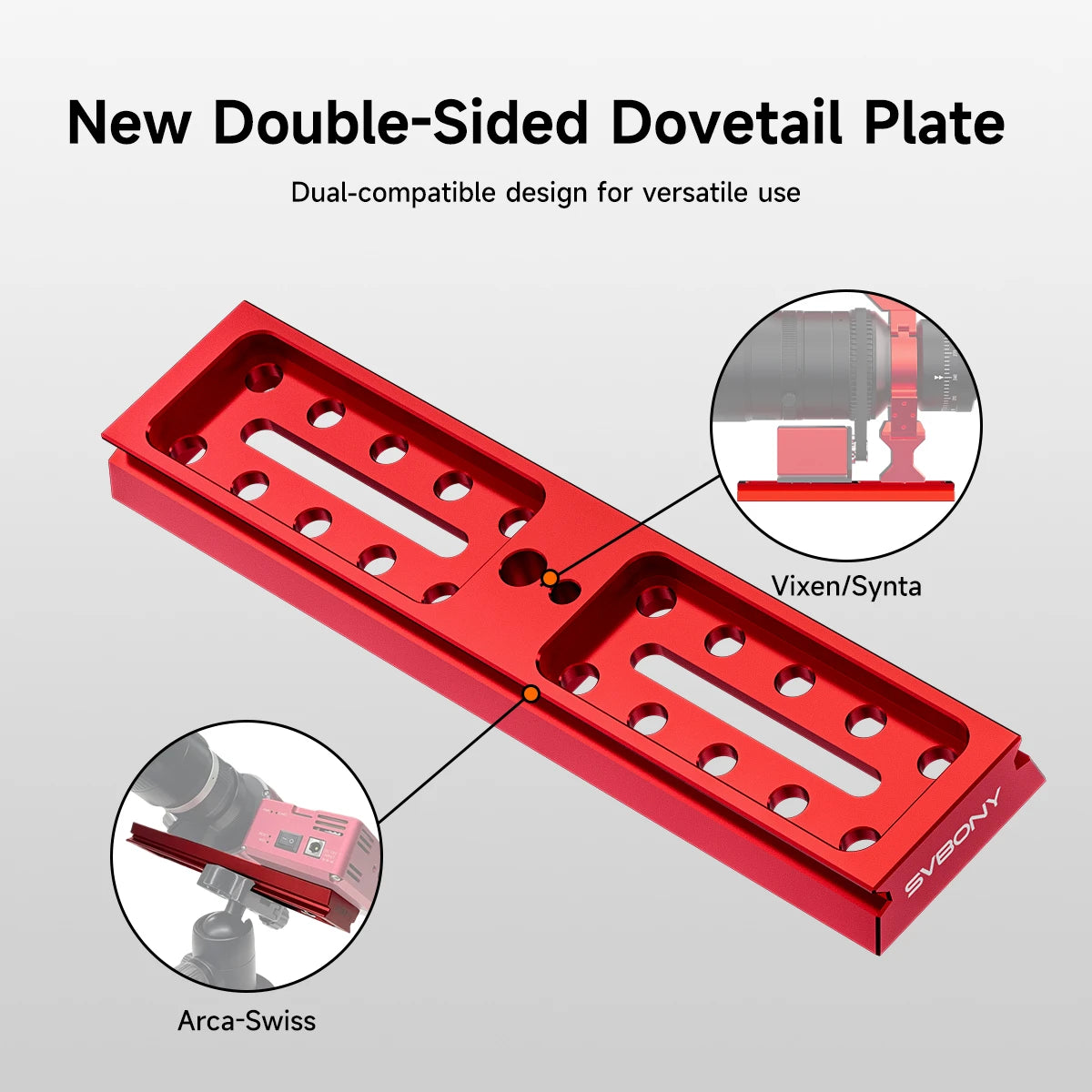 SVBONY SV239 double-sided Vixen and Arca-Swiss dovetail plate for mounting telescope tube rings