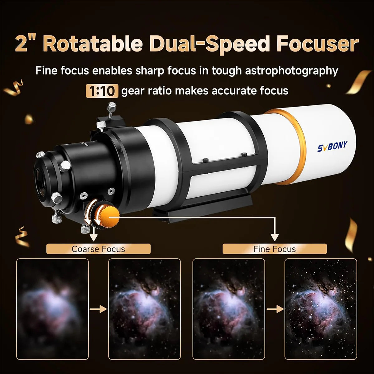 SVBONY SV48P 90mm achromatic refractor OTA objective lens