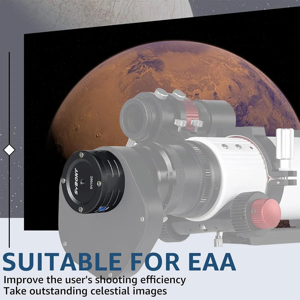 SVBONY SV705C colour planetary camera with Sony IMX585 sensor for planetary and lunar imaging