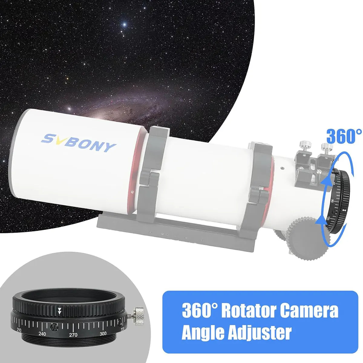 SVBONY SV210 M63 360 degree camera angle adjuster for SV550 80 f/6 deep-sky astrophotography