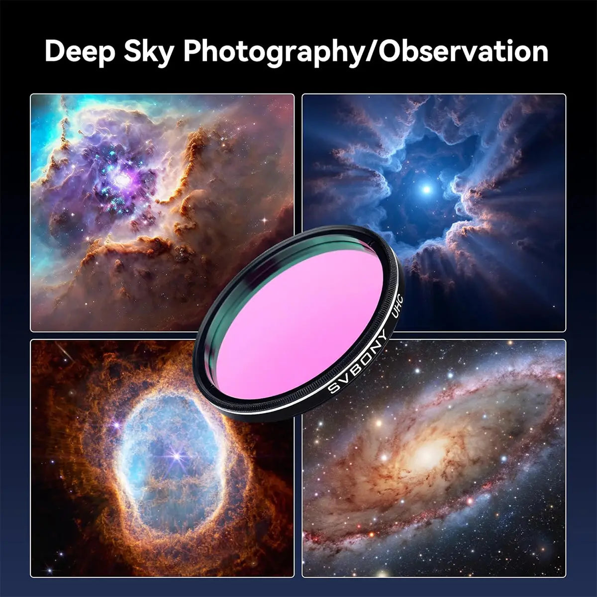 SVBONY UHC light pollution filter for emission nebula observing and imaging
