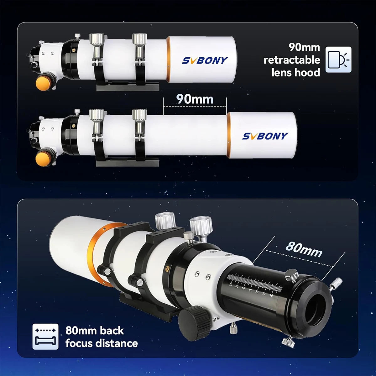 SVBONY SV503 80ED f/7 ED doublet refractor OTA for observing and astrophotography