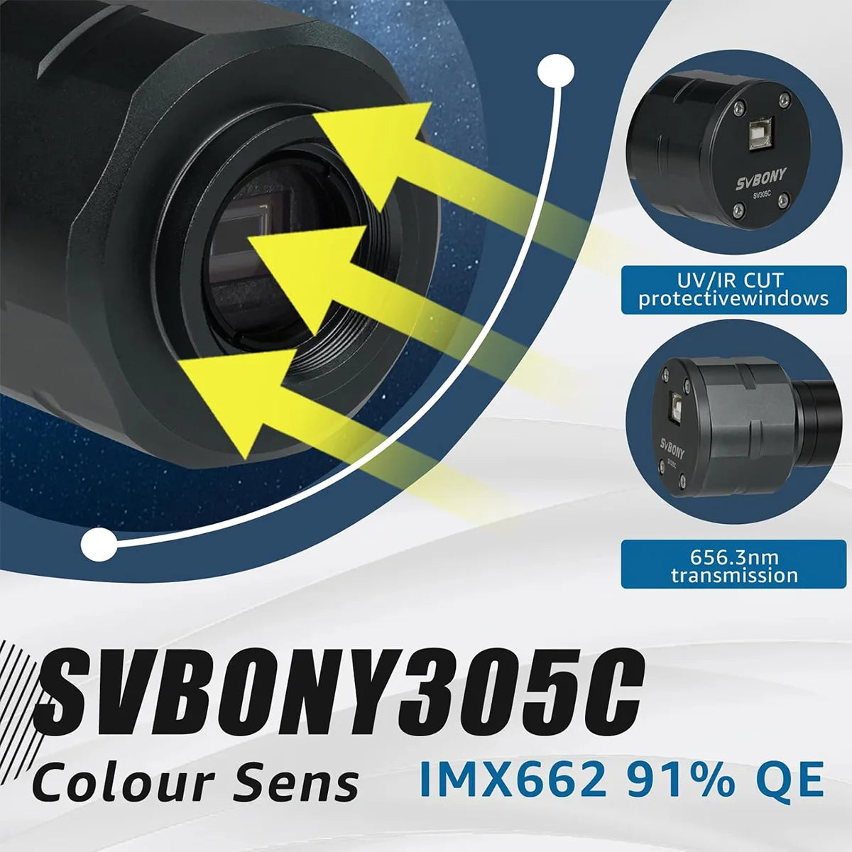 SVBONY SV305C colour planetary astronomy camera with Sony IMX662 sensor for lunar and planetary imaging