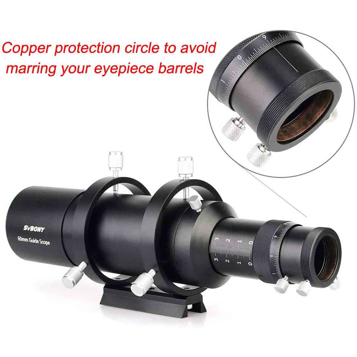 SVBONY SV106 60mm f/4 guide scope with helical focuser for autoguiding deep-sky astrophotography