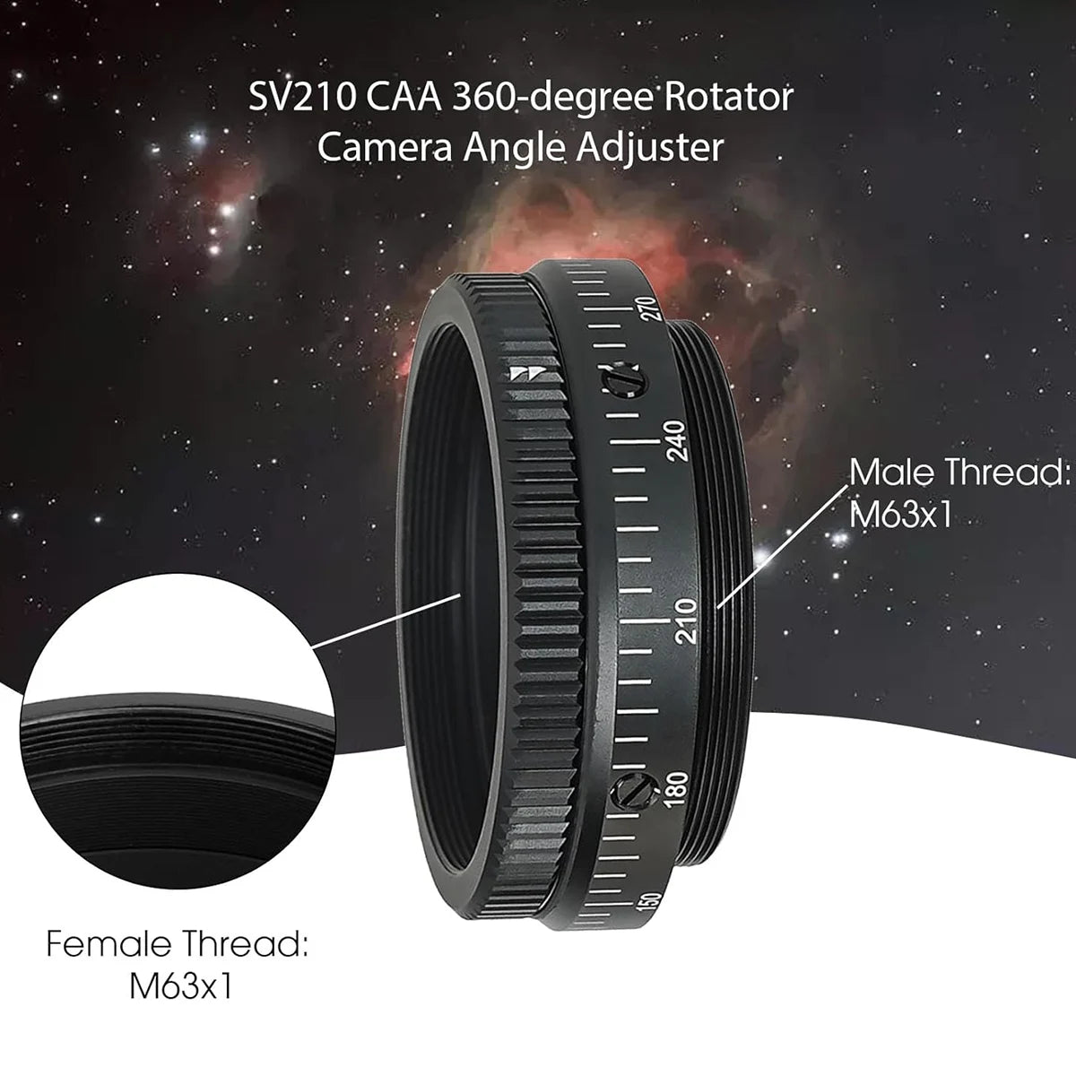 SVBONY SV210 M63 360 degree camera angle adjuster for SV550 80 f/6 deep-sky astrophotography