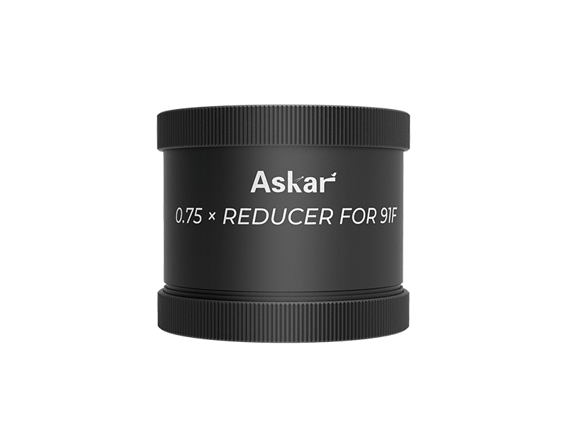 Askar 91F 0.75x reducer - main product view showing compact CNC-machined body with protective metal thread caps