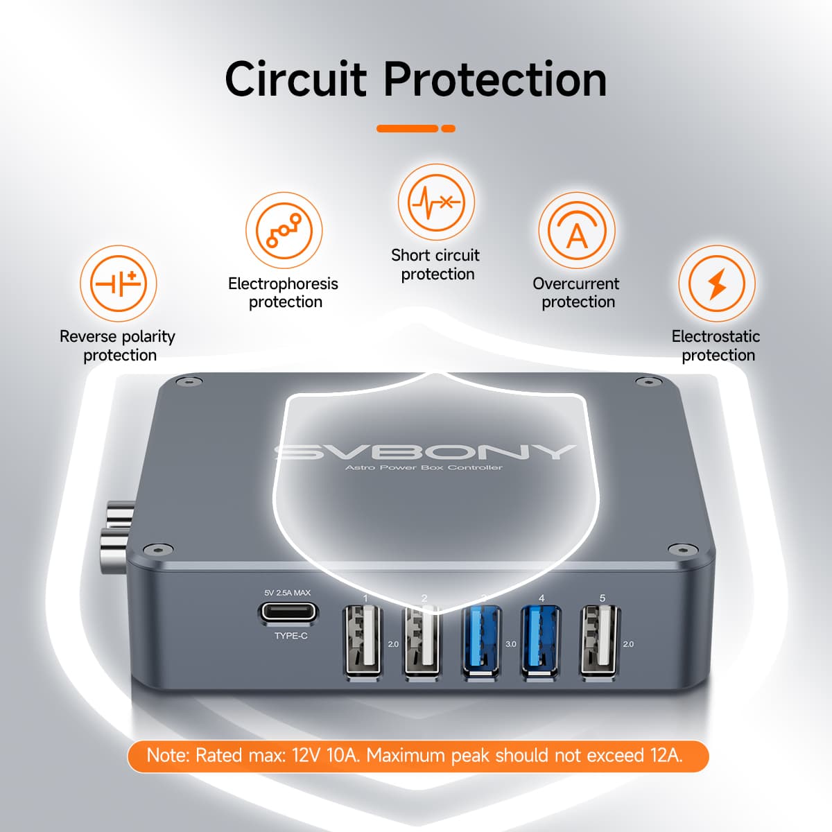 SVBONY SV241 Pro astro power controller with USB hub and dew heater ports for telescope imaging rigs