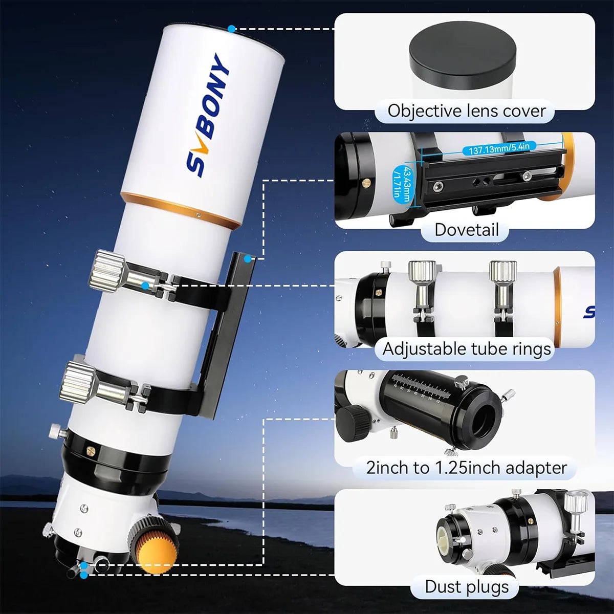 SVBONY SV503 80ED f/7 ED doublet refractor OTA for observing and astrophotography