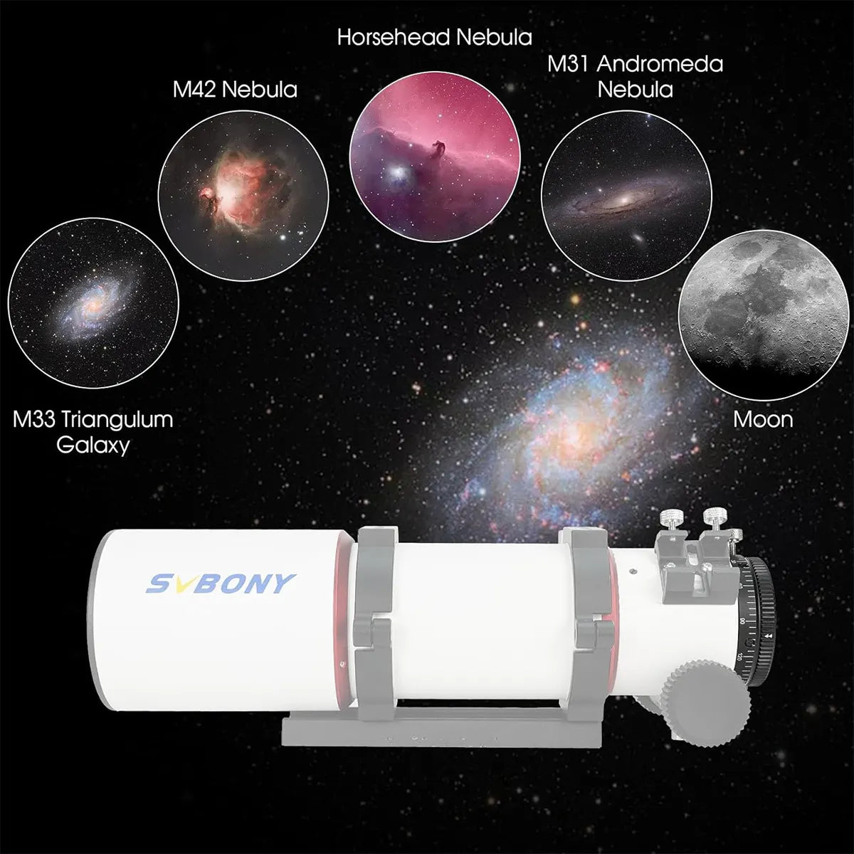 SVBONY SV210 M63 360 degree camera angle adjuster for SV550 80 f/6 deep-sky astrophotography