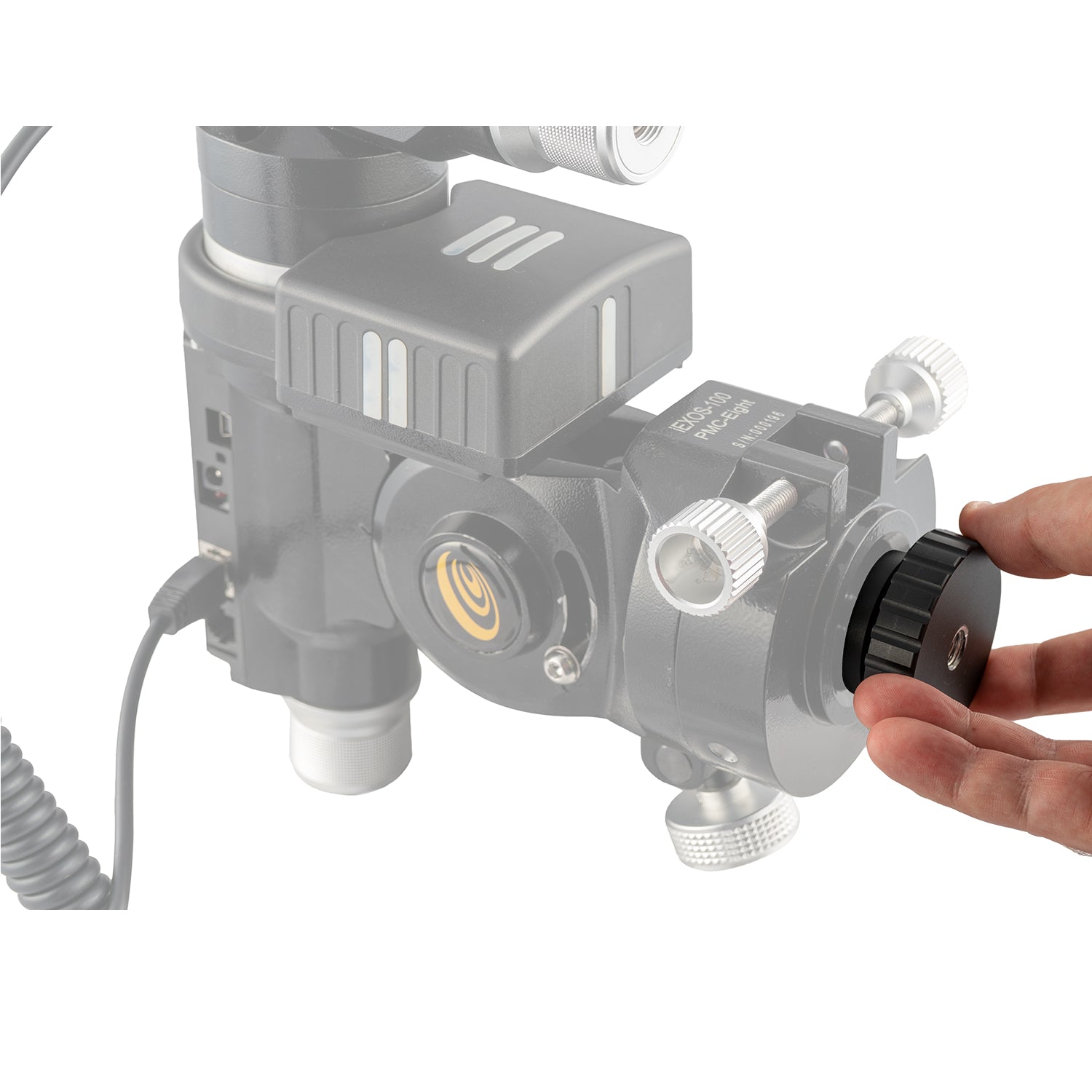 A further view of the azimuth adjuster adapter and the hardware supplied for installing the post.
