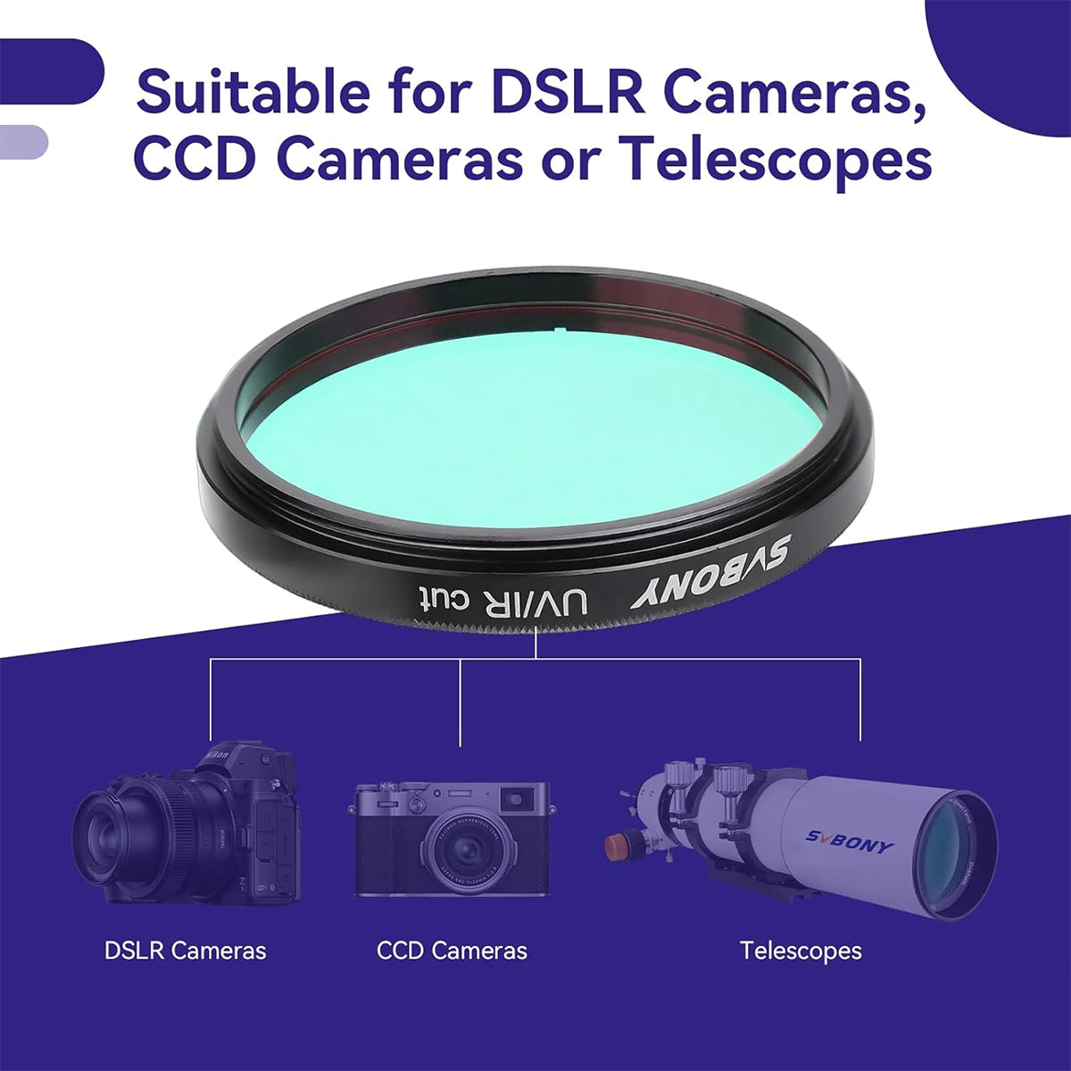 SVBONY 2″ UV/IR cut filter for colour astrophotography and sensor protection
