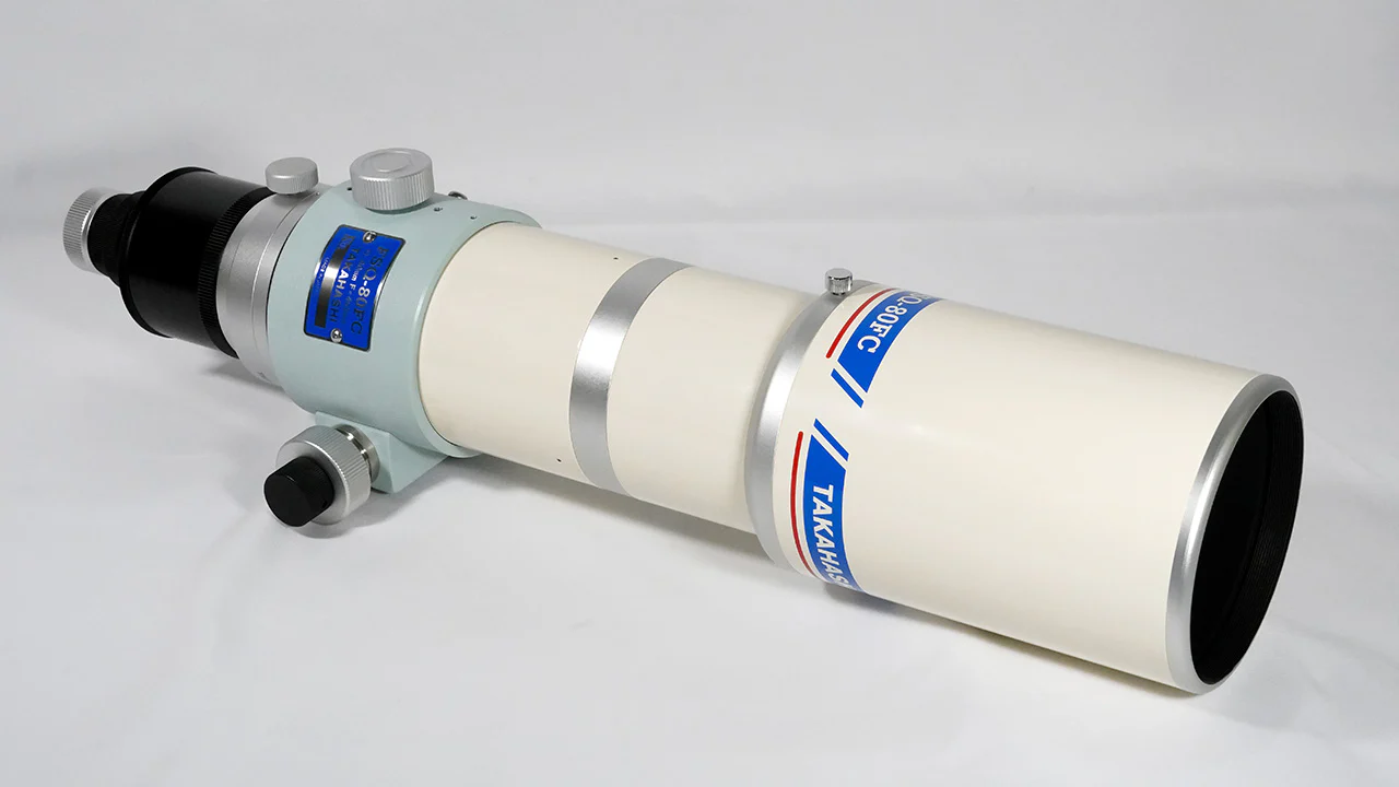 Takahashi FSQ-80FC 80mm f/5.6 quintuplet astrograph refractor optical tube assembly, side view