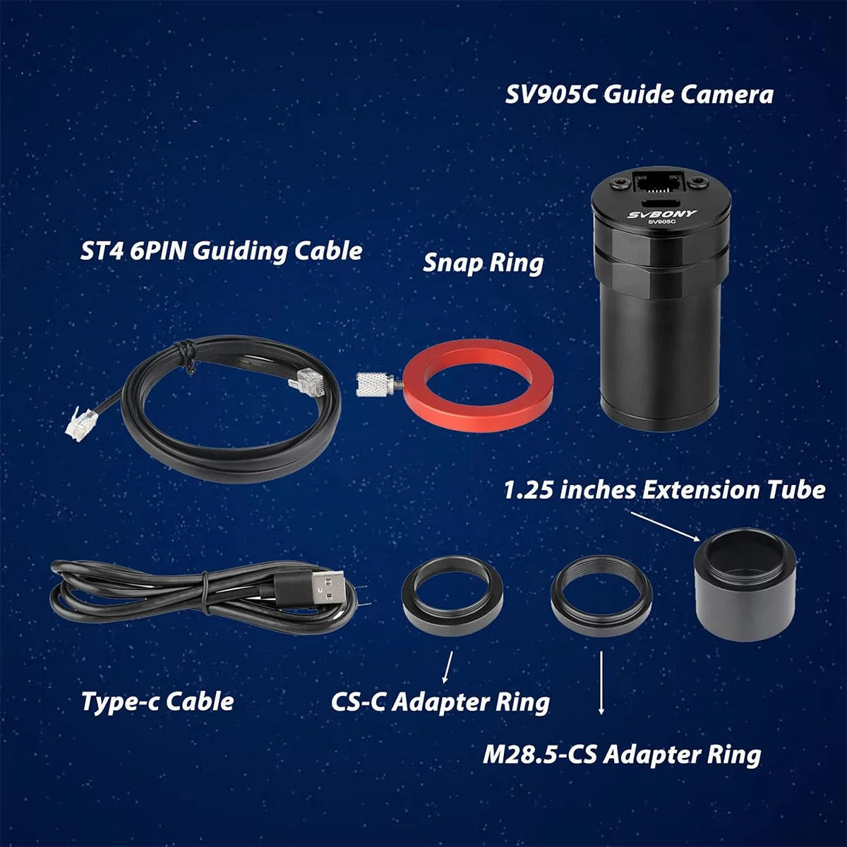 SVBONY SV905C 1.25 inch colour guide camera for autoguiding with guide scopes and off-axis guiders