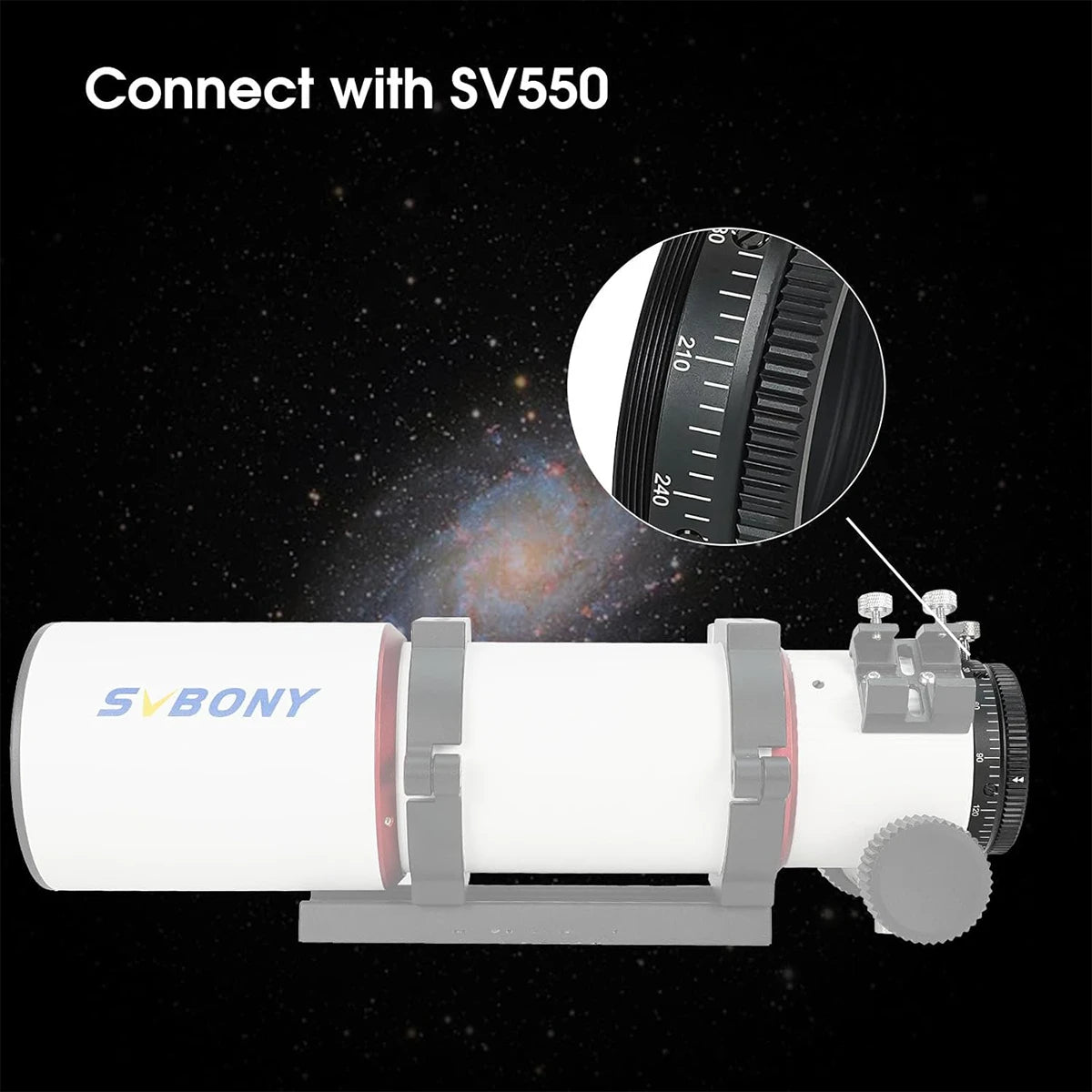 SVBONY SV210 M63 360 degree camera angle adjuster for SV550 80 f/6 deep-sky astrophotography