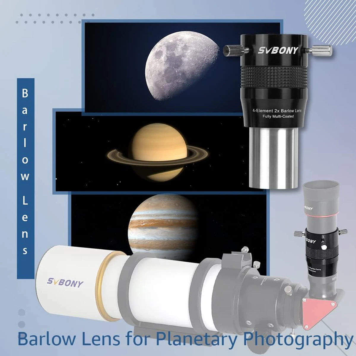 SVBONY SV216 2x Barlow lens package contents