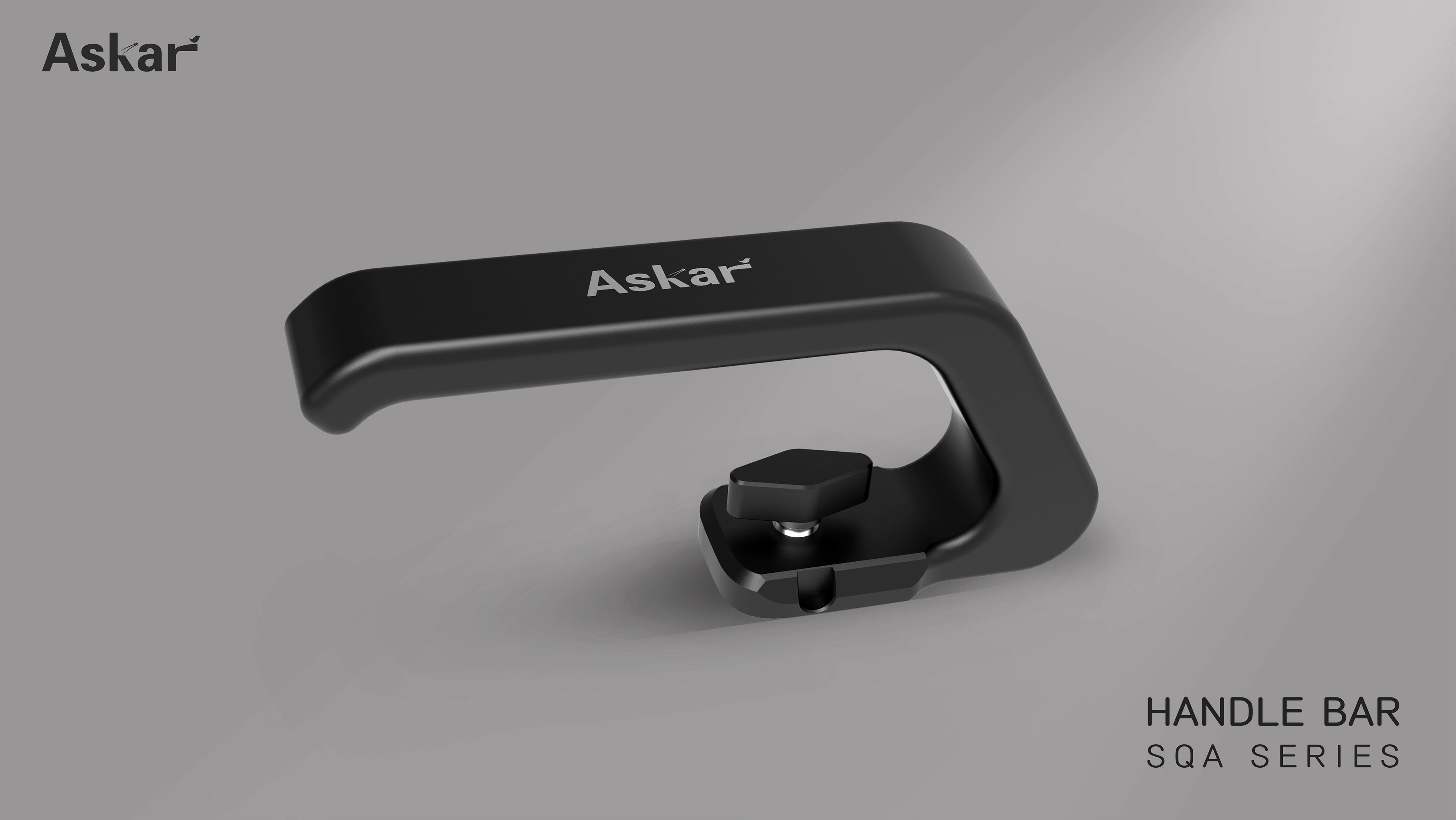 Askar SQA Series Handle Bar installed on SQA70 showing 60mm height clearance and finder base slot