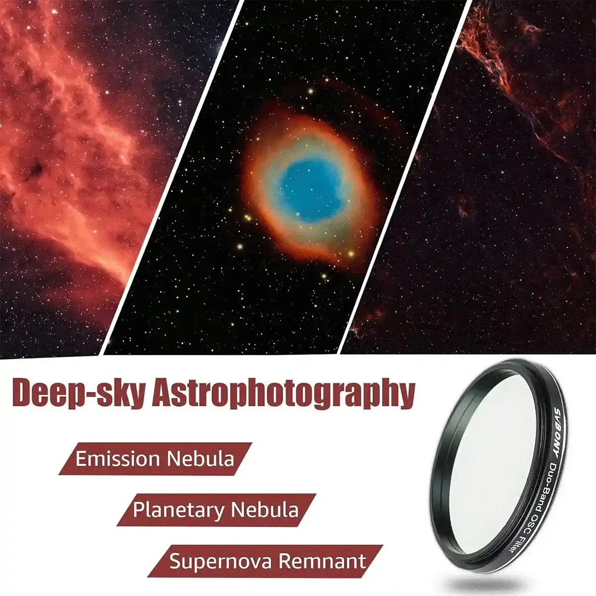 SVBONY SV220 2″ 7nm H-alpha and OIII dual-band filter for emission nebula astrophotography