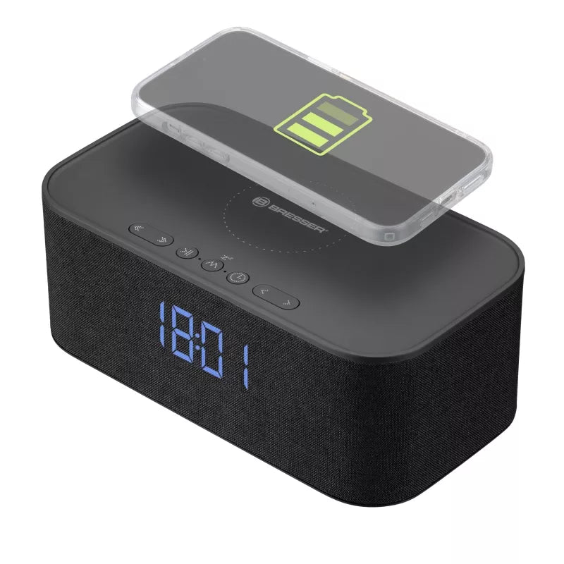 BRESSER Bluetooth speaker with alarm clock and wireless charging function