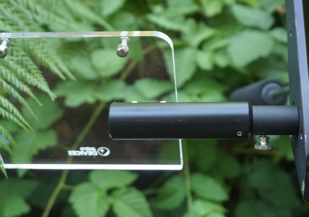 Astro Devices clear acrylic Nexus DSC shelf for TeleVue mounts detail view