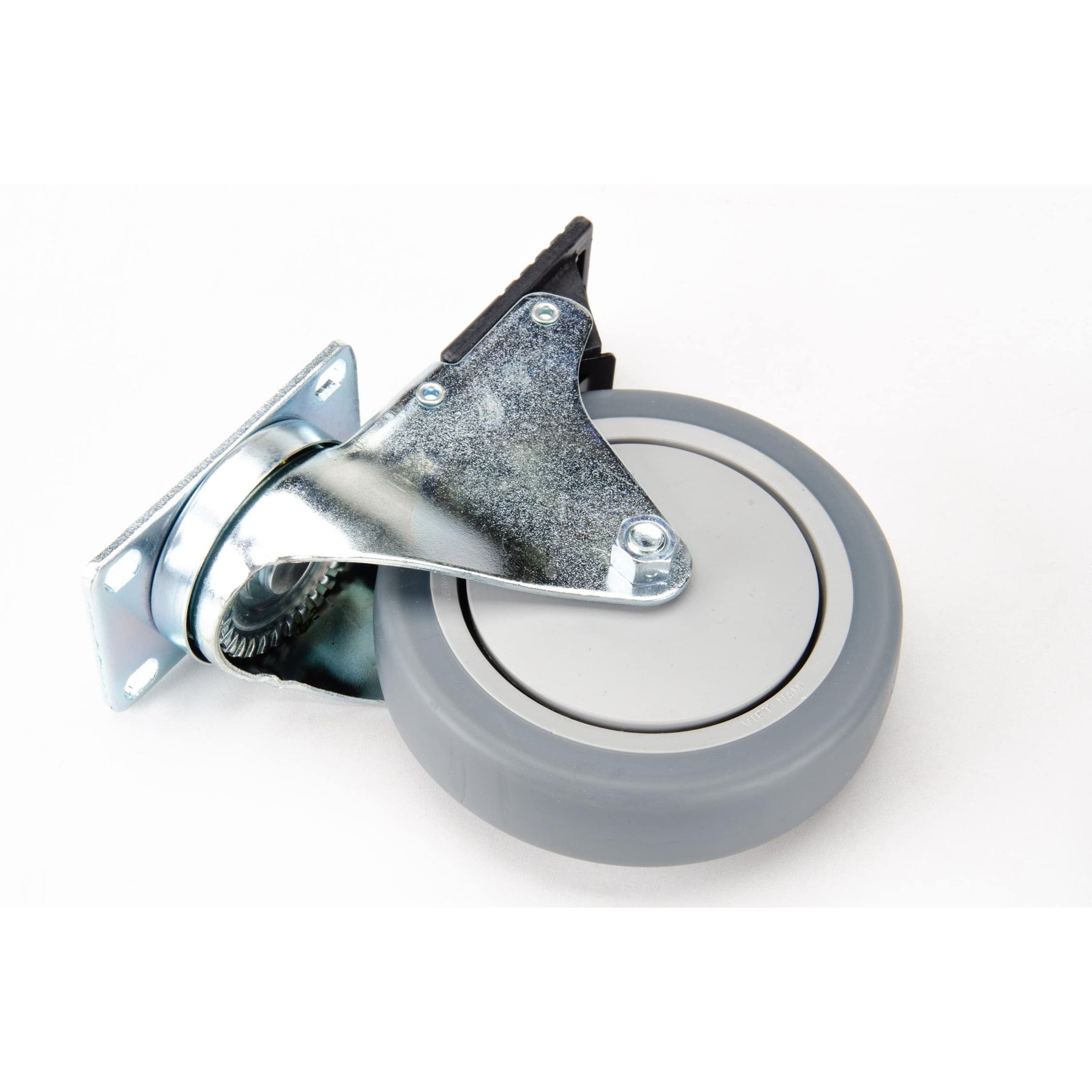JMI 5 inch lockable polyurethane caster wheel for Triangle-Style Wheeley Bar, alternate angle