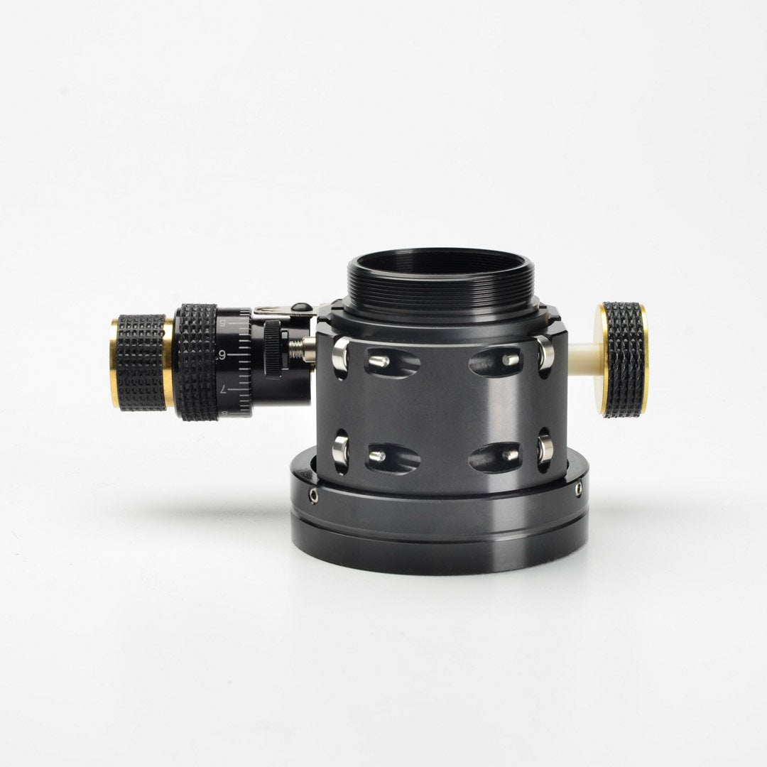 JMI Event Horizon EV1-C dual-speed focuser drawtube extended, showing 14.3 mm of fine-focus travel