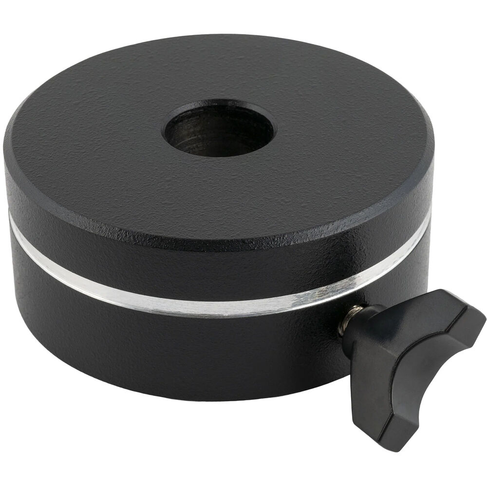 Explore Scientific 9.9 pound black cylindrical counterweight for EXOS-2 mounts with a central bore and a locking knob on the side