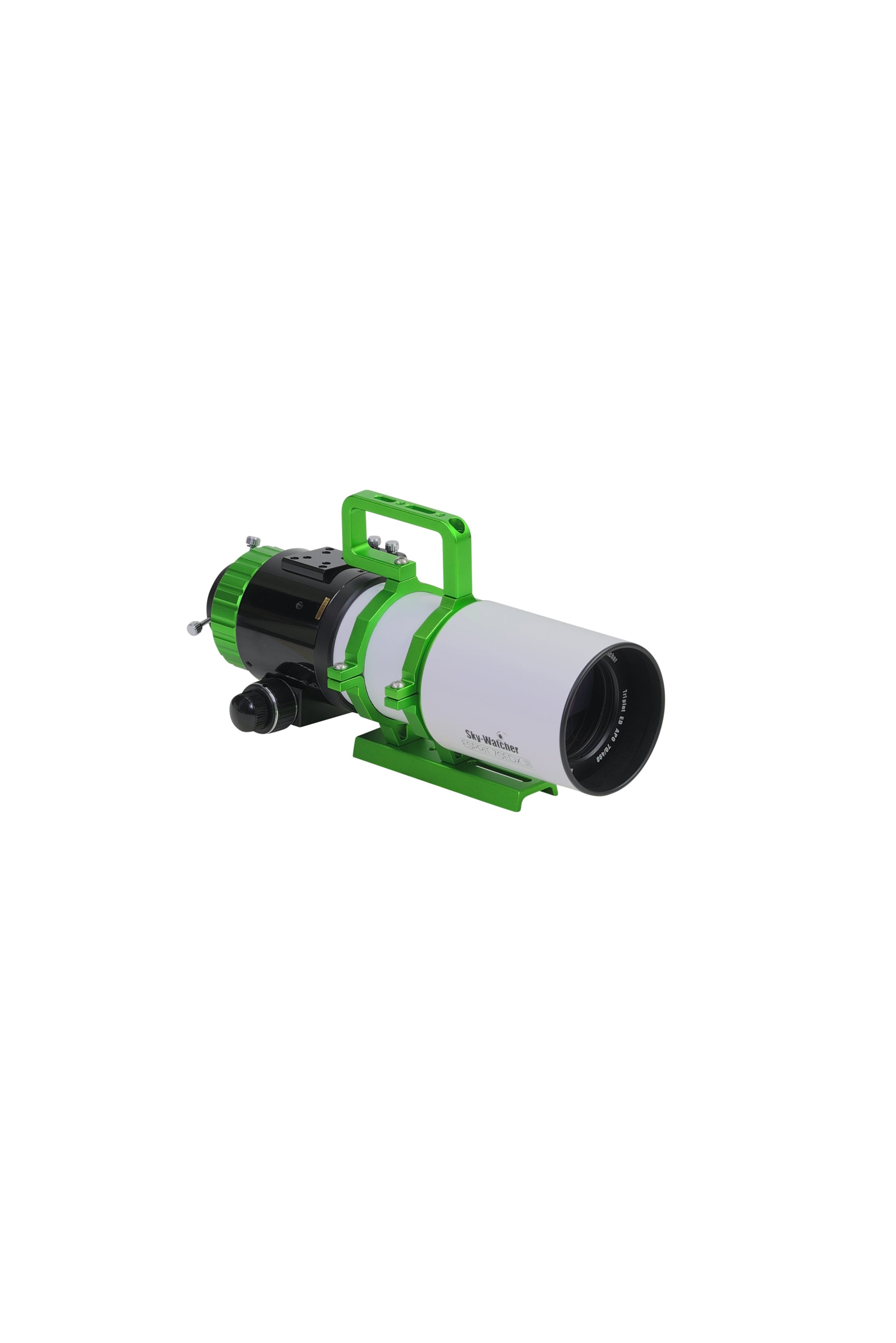 Sky-Watcher Esprit 70EDX super apo triplet refractor tube, front right view, astrophotography refractor