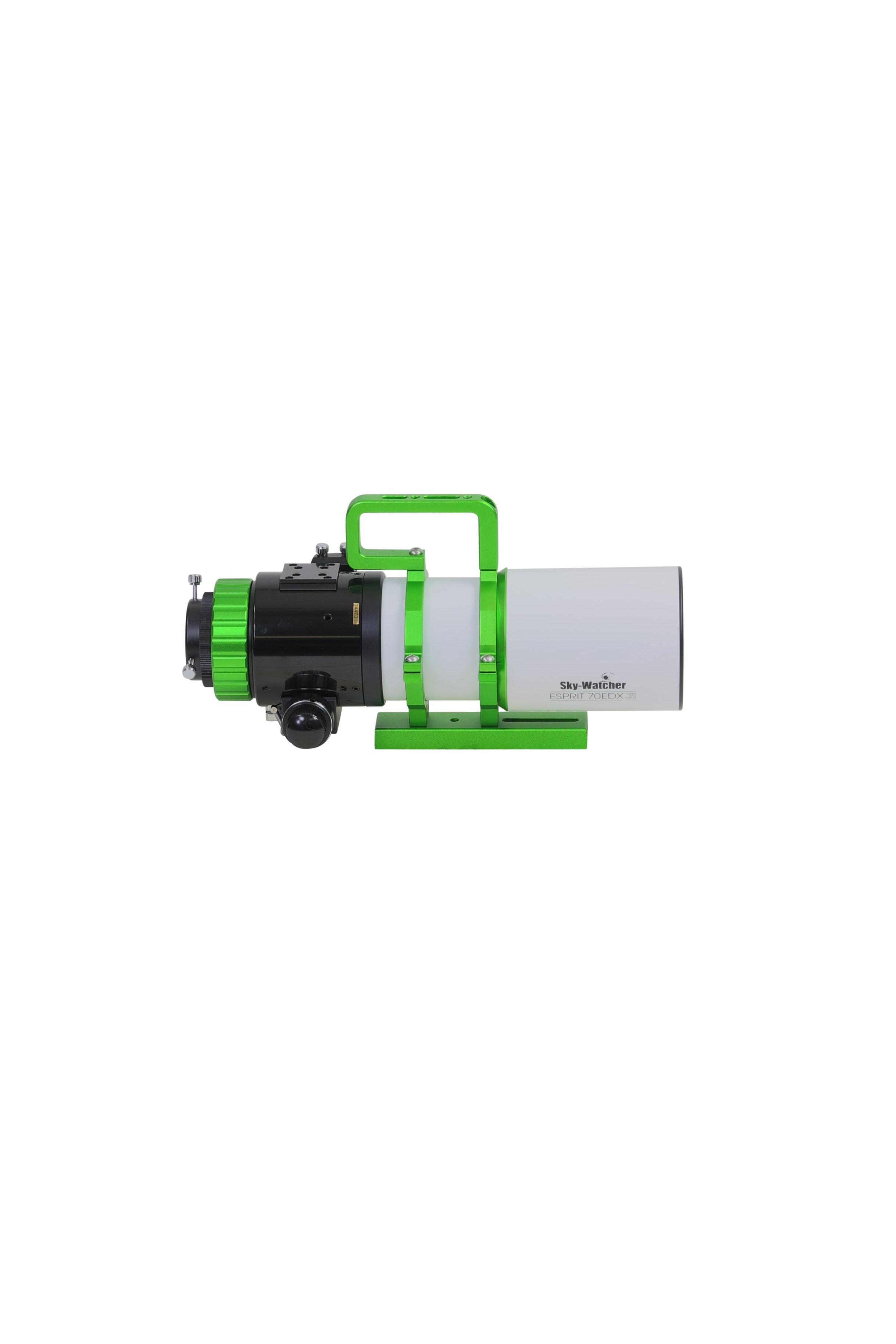 Sky-Watcher Esprit 70EDX super apo triplet refractor, right side profile showing 2.7-inch dual-speed linear focuser, astrophotography telescope