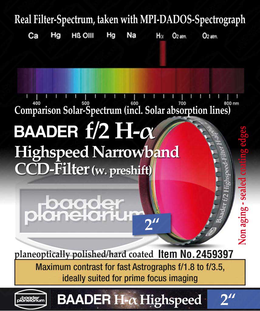 Set of 3 f/2 Highspeed-Filters (H-a/O-III/S-II) 2"