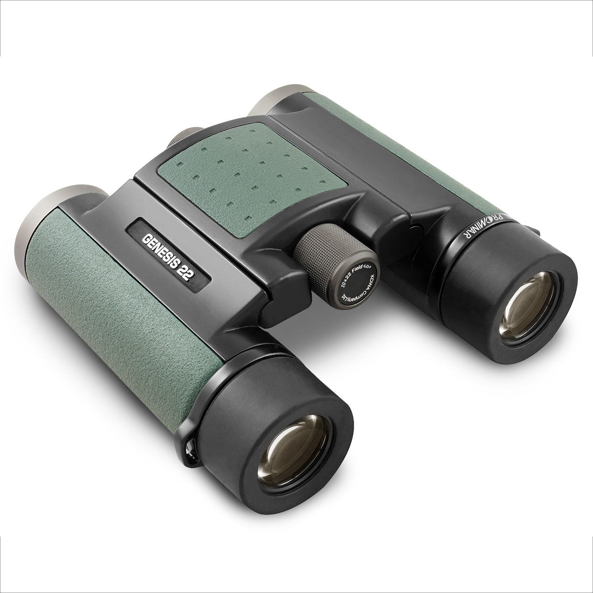 Kowa Genesis 10x22 compact binocular rear view - eyepieces and focus wheel