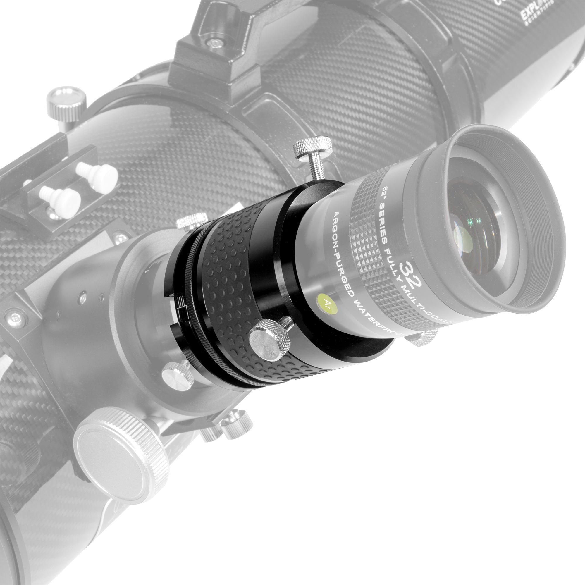 End-on view of the HR Variable Coma Corrector showing the EMC coated lens inside the 2-inch barrel