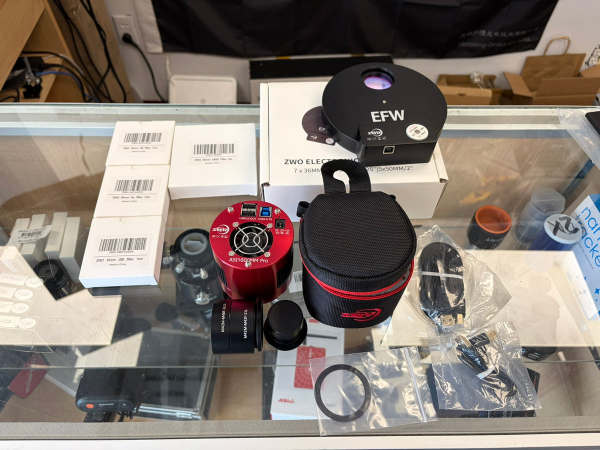 ZWO ASI1600MM Pro Mono Camera + EFW 7x36mm & LRGB/SHO Filter Package – Used (Excellent)