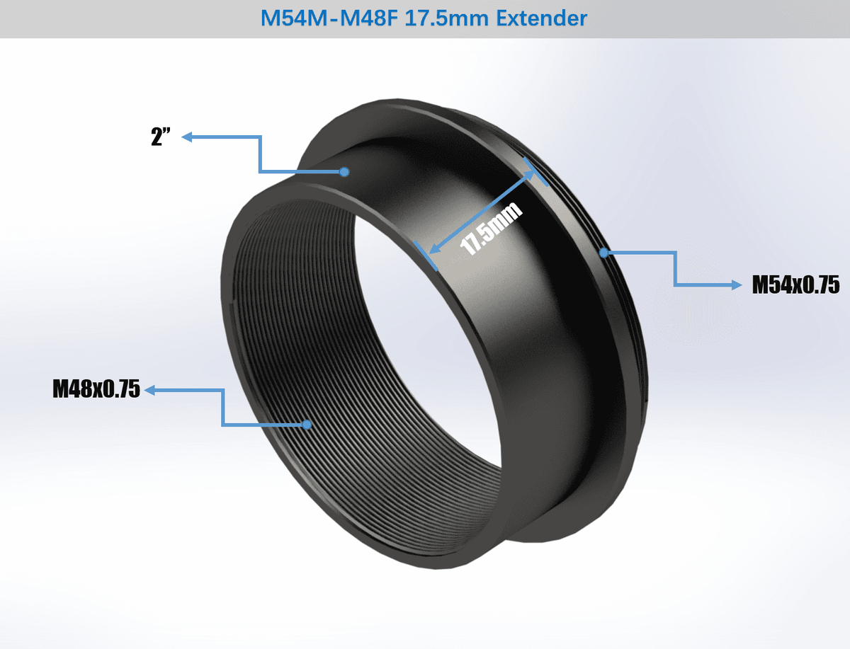 Player One M48F-M54M 17.5mm adapter, alternate view