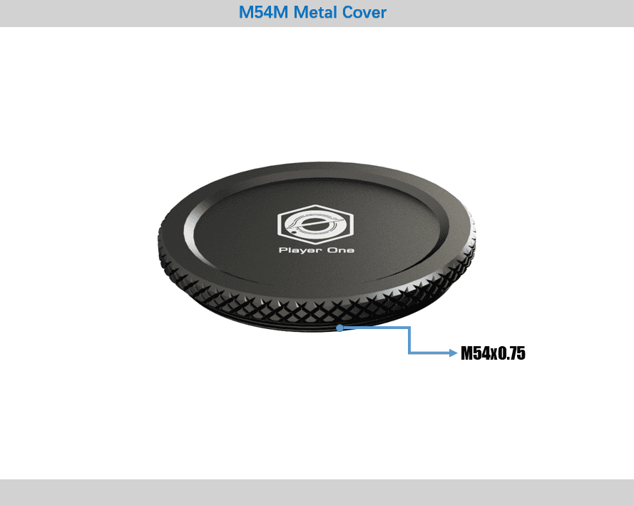 Player One M54M metal camera cap protecting an M54 port on an astronomy camera