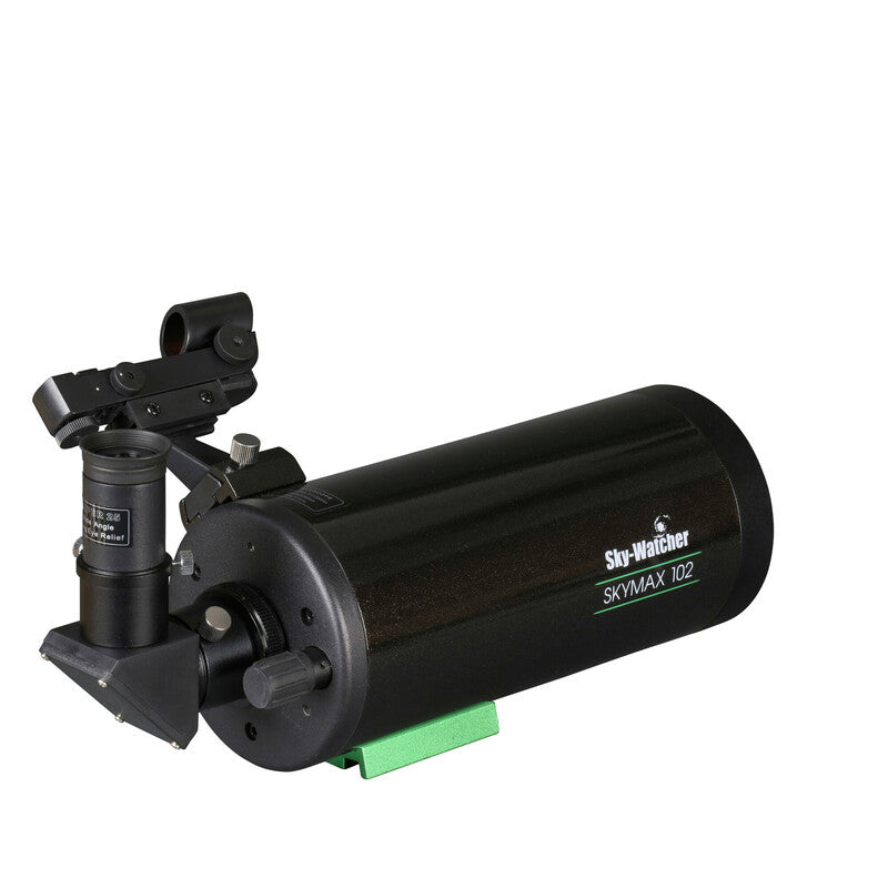 Sky-Watcher Skymax 102 Maksutov-Cassegrain OTA, right rear view, sealed tube telescope for planetary and double-star viewing