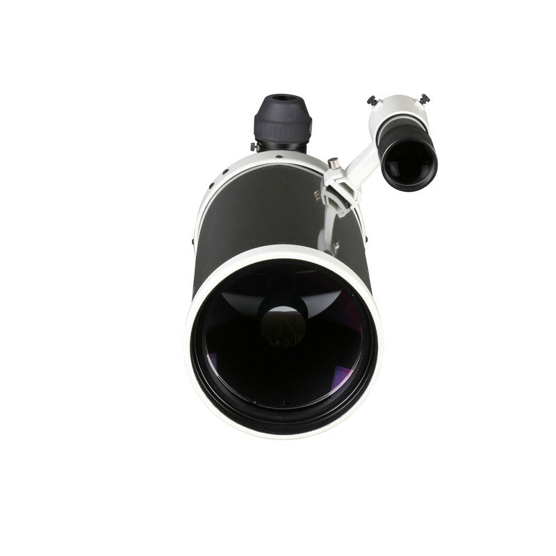 Sky-Watcher Skymax 150 Maksutov-Cassegrain front view of the 150 mm meniscus corrector plate, telescope for planetary observing