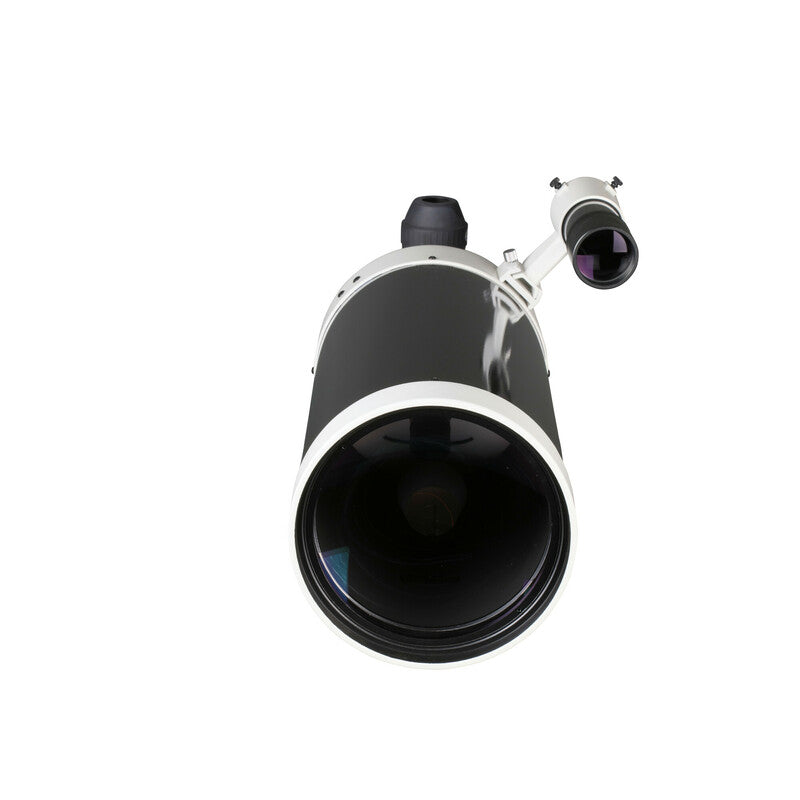 Sky-Watcher Skymax 180 Maksutov-Cassegrain optical tube assembly, front view of the corrector, 180mm f/15 telescope for lunar and planetary observing and imaging