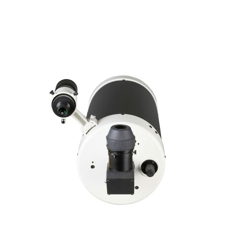 Sky-Watcher Skymax 180 Maksutov-Cassegrain optical tube assembly, rear view, 180mm f/15 telescope for lunar and planetary observing and imaging