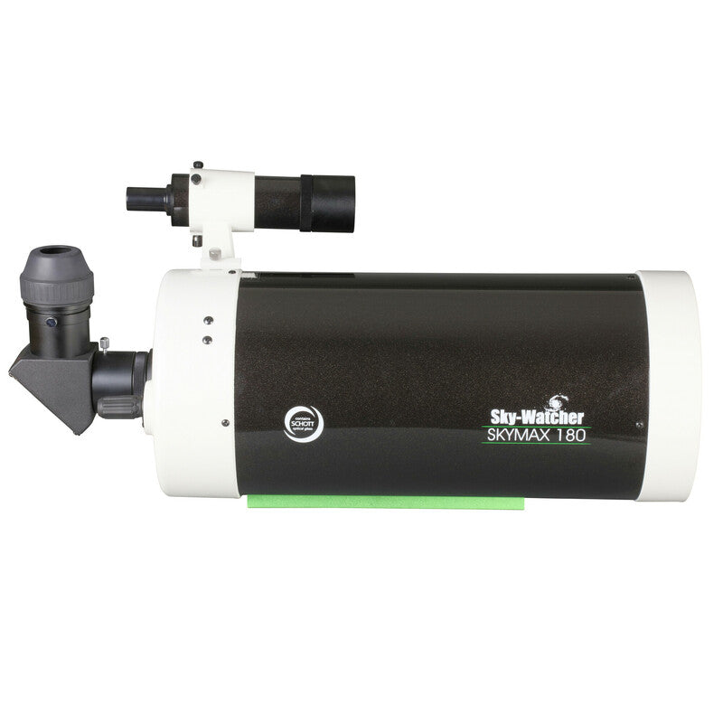 Sky-Watcher Skymax 180 Maksutov-Cassegrain optical tube assembly, right profile view, 180mm f/15 telescope for lunar and planetary observing and imaging