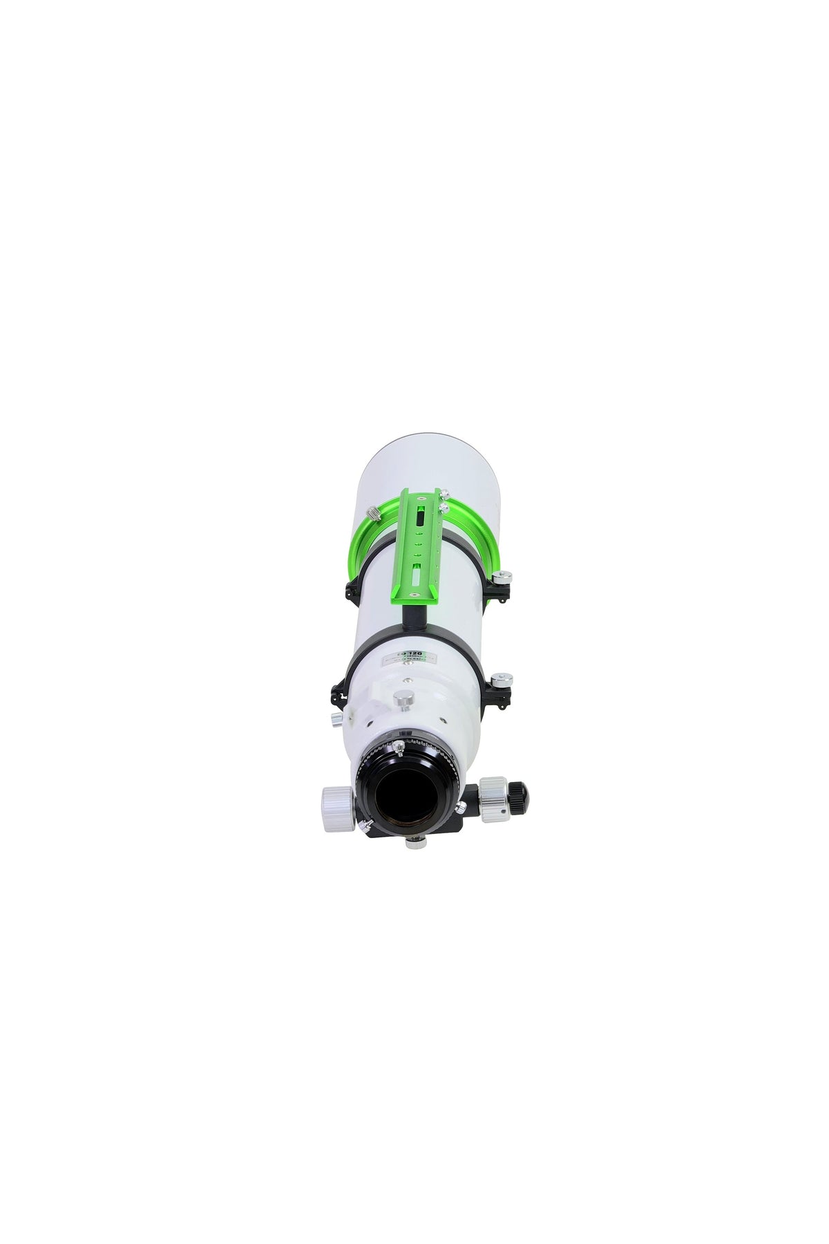 Sky-Watcher Evostar 120EDX 120mm APO doublet refractor, rear view of the 2.8-inch focuser drawtube, for visual observing and imaging