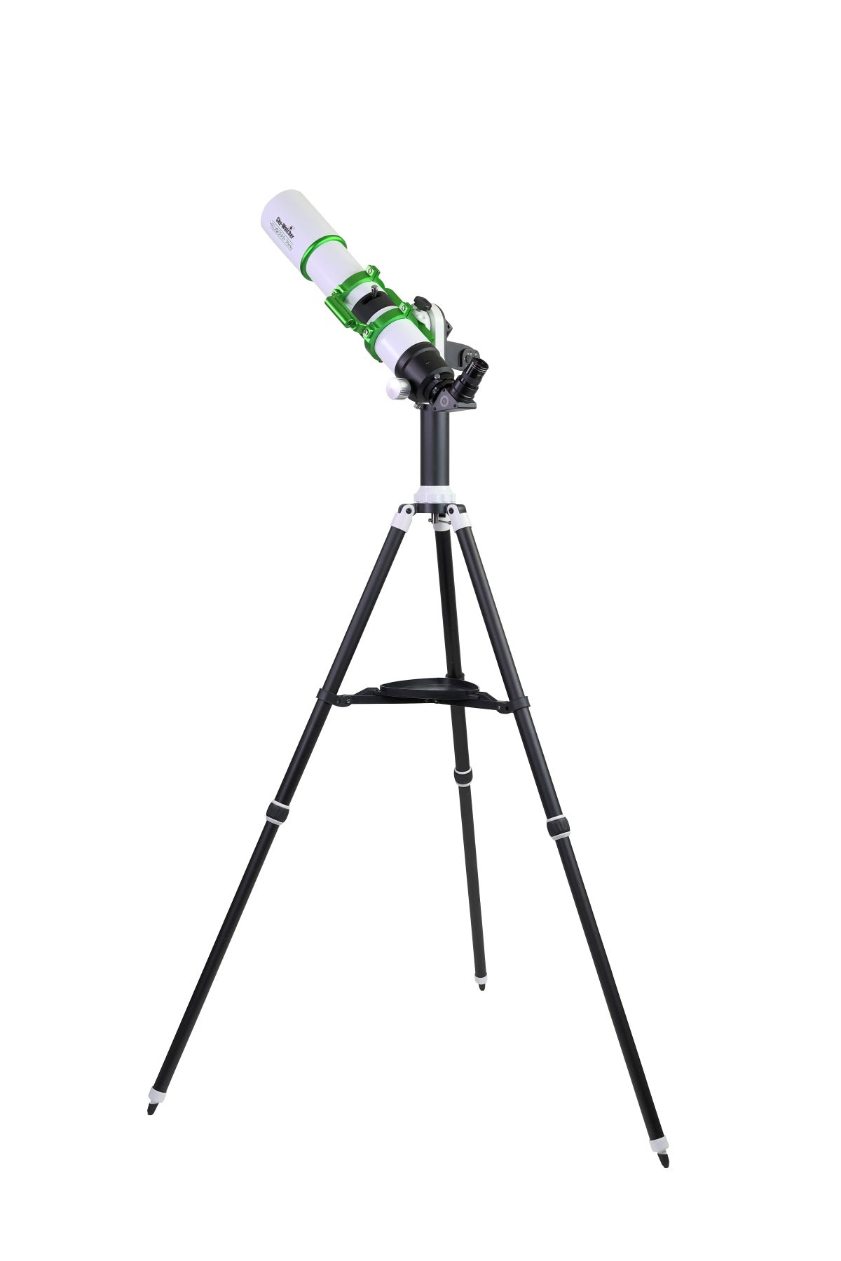 Sky-Watcher Heliostar 76 H-alpha solar telescope on SolarQuest tracking mount, left rear view, daytime solar observing kit