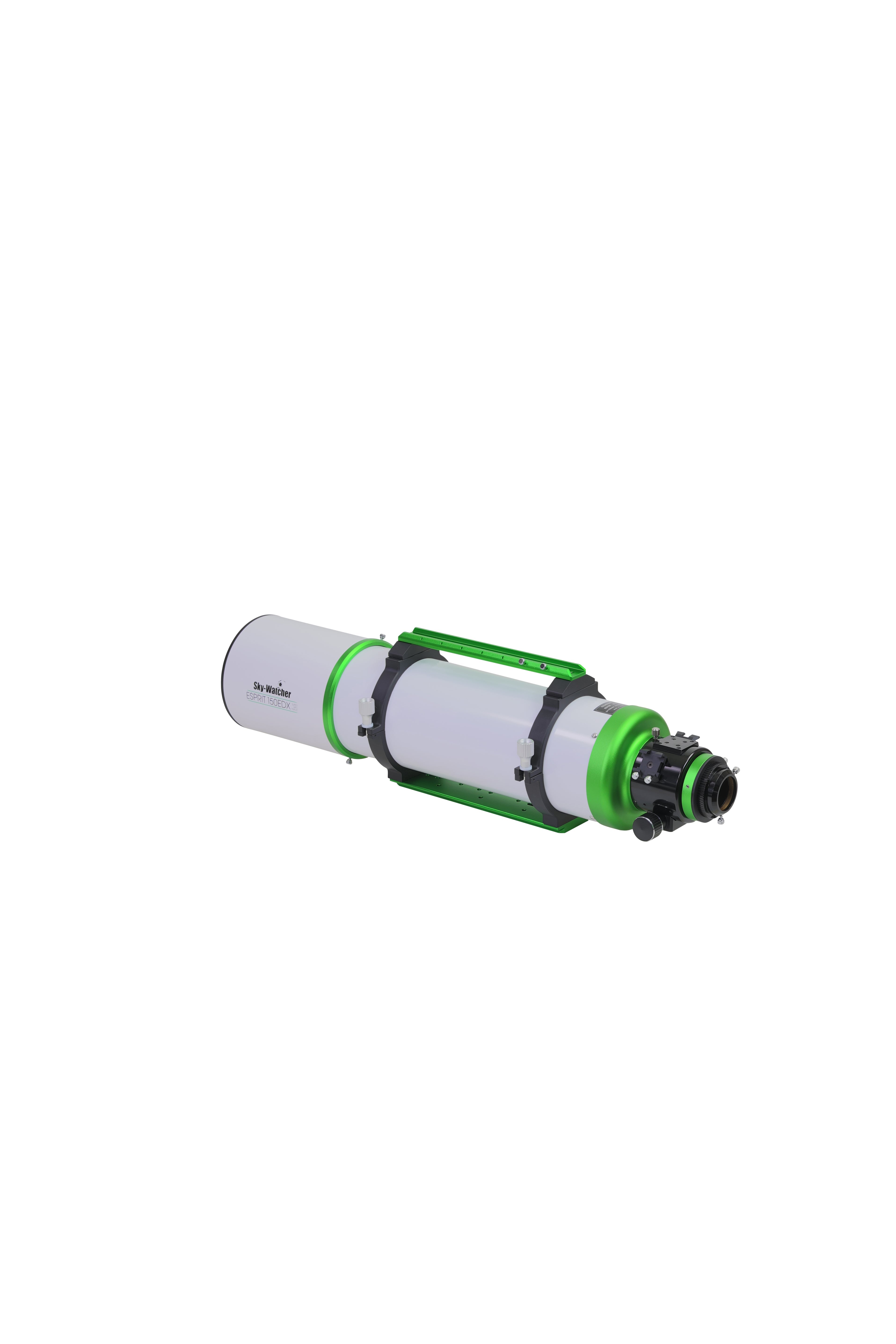 Sky-Watcher Esprit 150EDX apochromatic triplet refractor optical tube for imaging, left rear view of focuser assembly
