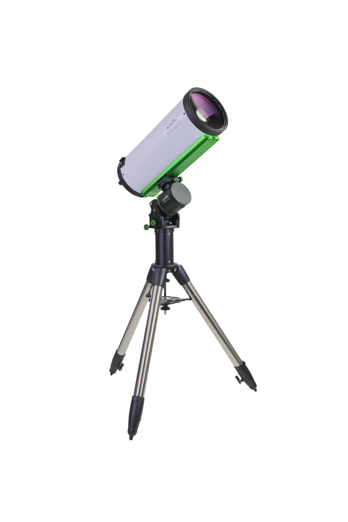 Sky-Watcher Skymax 200DX 200mm f/10 Maksutov-Cassegrain optical tube, full right front view, for lunar and planetary observing