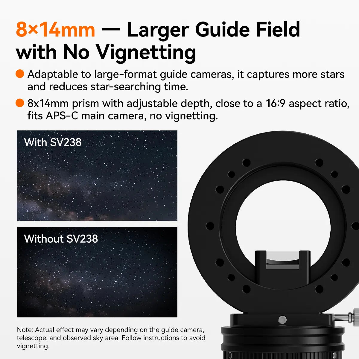 SVBONY SV238 off-axis guider with 8x14mm prism for autoguiding deep-sky astrophotography