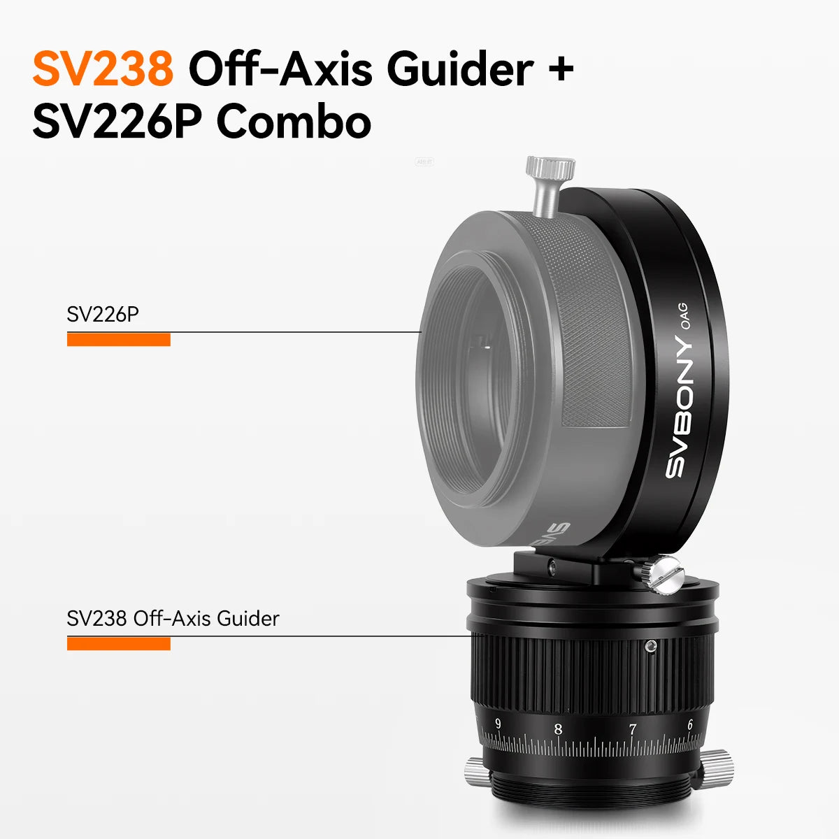 SVBONY SV238 off-axis guider with 8x14mm prism for autoguiding deep-sky astrophotography